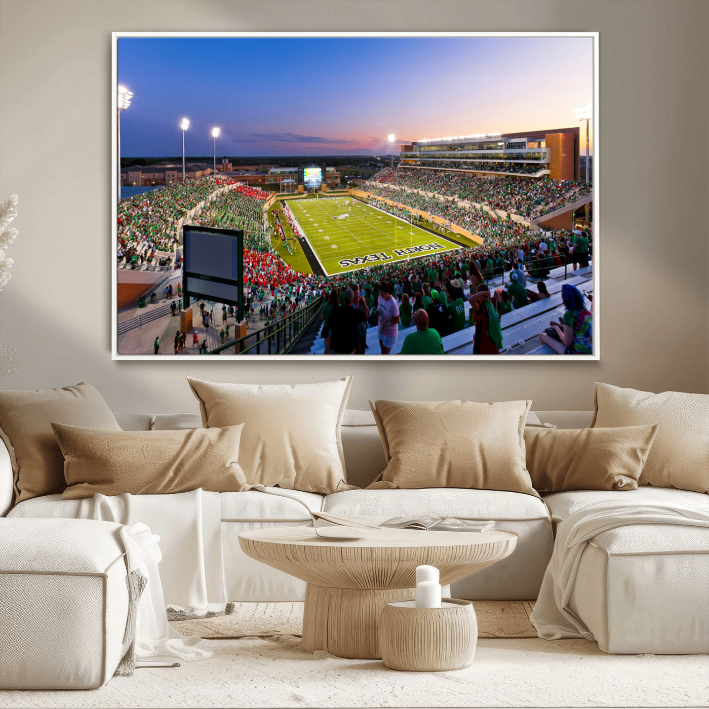 MGV-FC-36X24 - University of North Texas Mean Green Football Team Print - Denton DATCU Stadium Wall Art Canvas