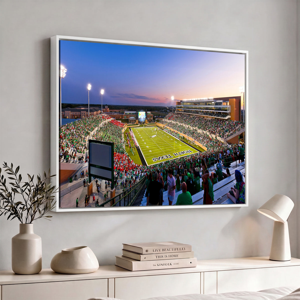 81582-MGV-CV-36X24 - University of North Texas Mean Green Football Team Print - Denton DATCU Stadium Wall Art Canvas