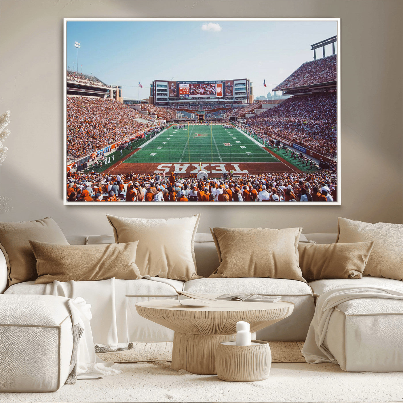 MGV-FC-36X24 - Framed Texas Memorial Stadium Canvas, University of Texas Longhorns Football Team Print - Austin