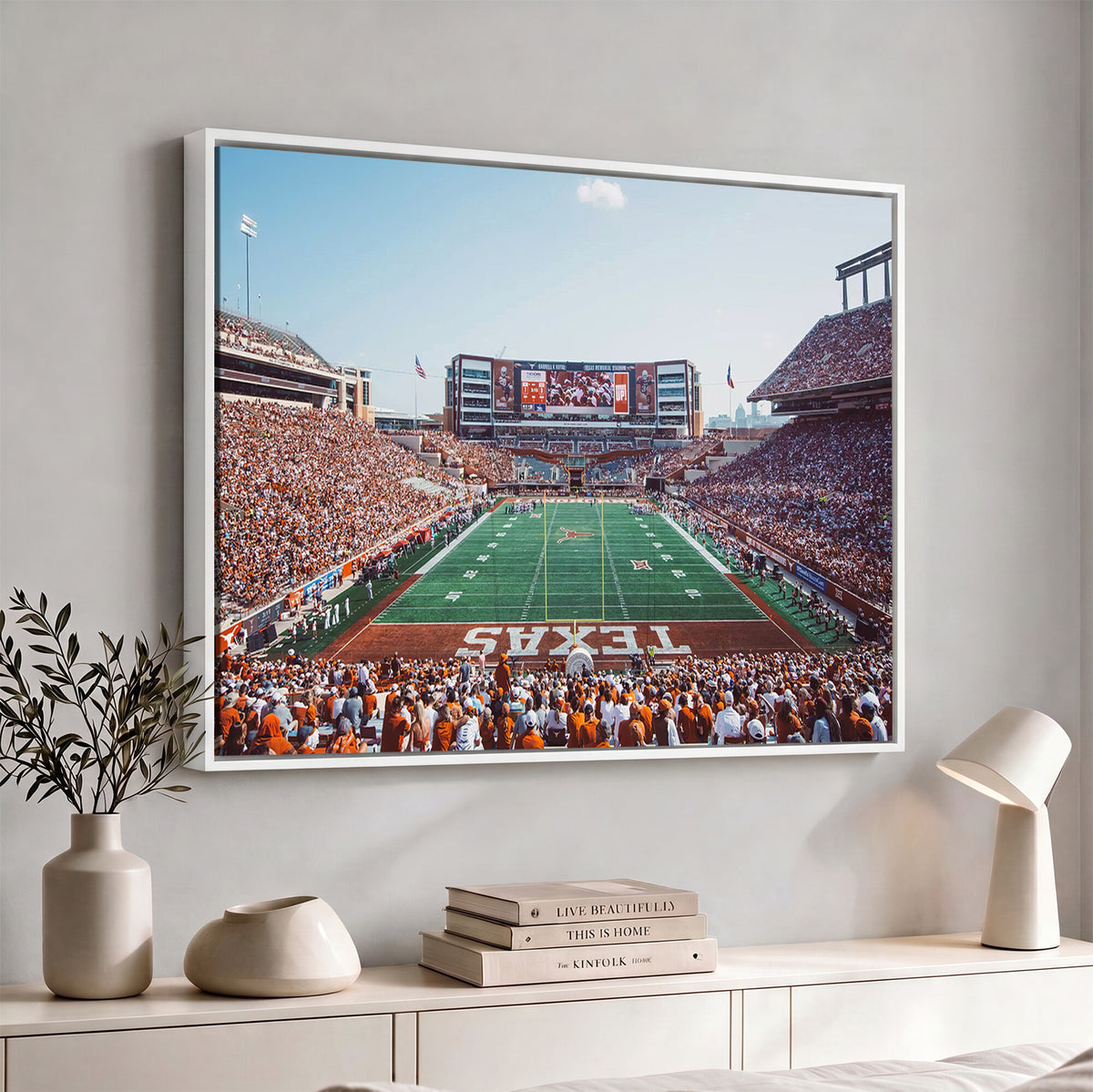 14826-MGV-CV-36X24 - Framed Texas Memorial Stadium Canvas, University of Texas Longhorns Football Team Print - Austin