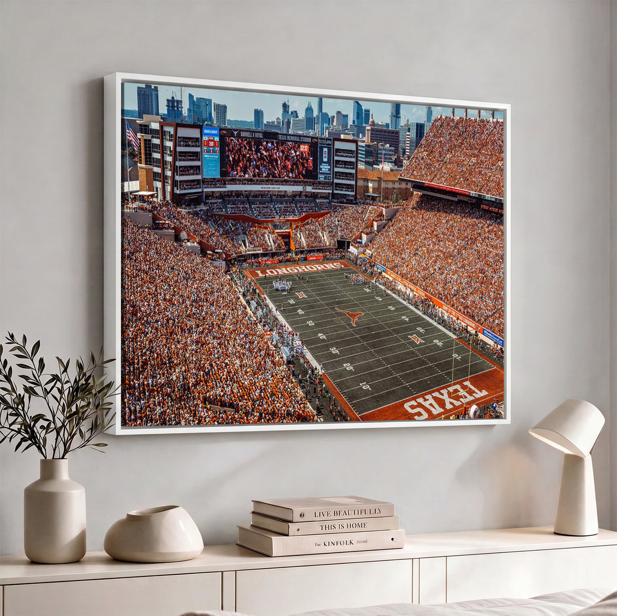 92103-MGV-CV-36X24 - University of Texas Longhorns Football Team Print - Austin Darrell K Royal-Texas Memorial Stadium