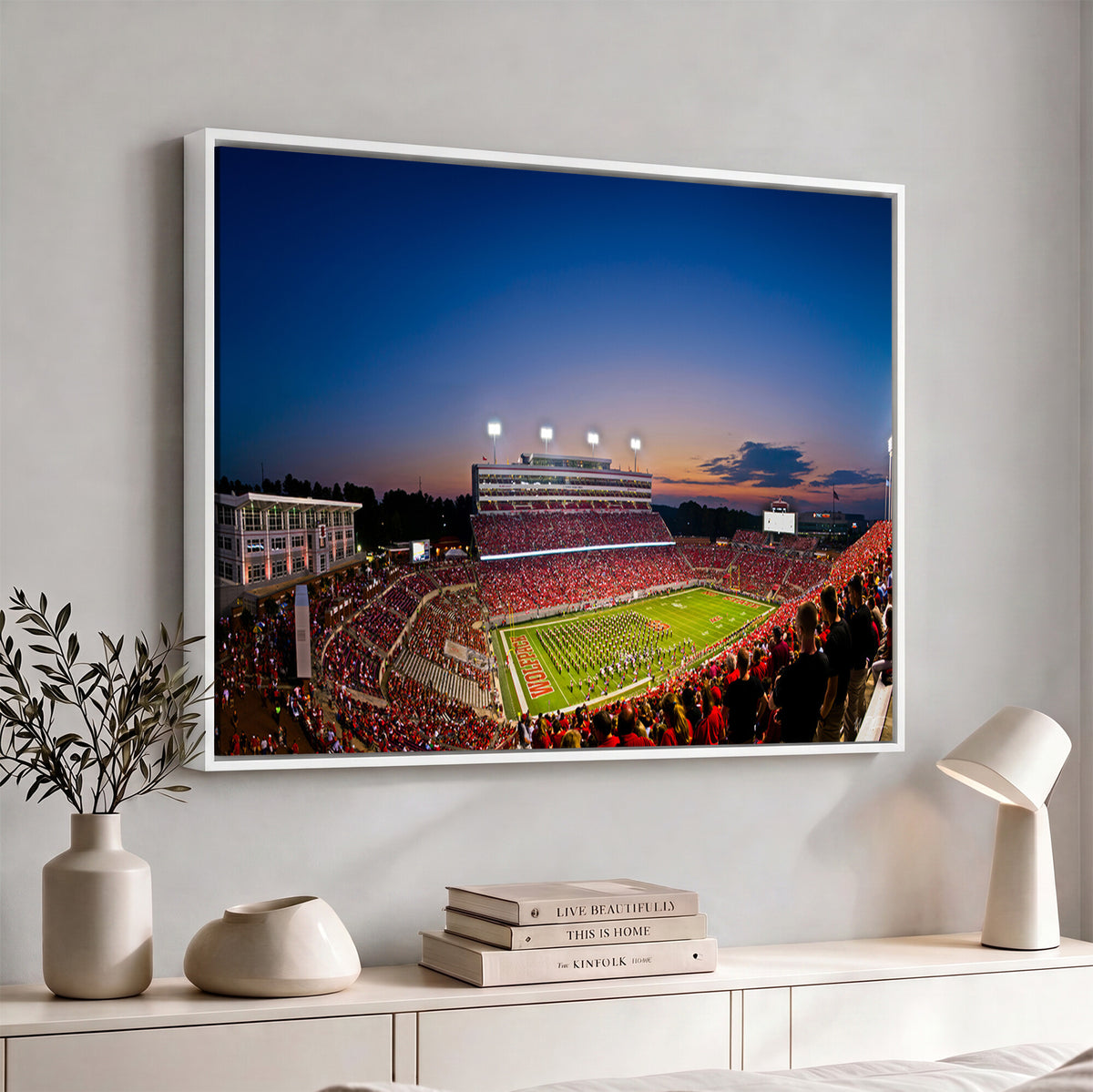 76202-MGV-CV-36X24 - Wolfpack Football Team Wall Art Print - Raleigh Carter-Finley Stadium Wall Art Canvas Print