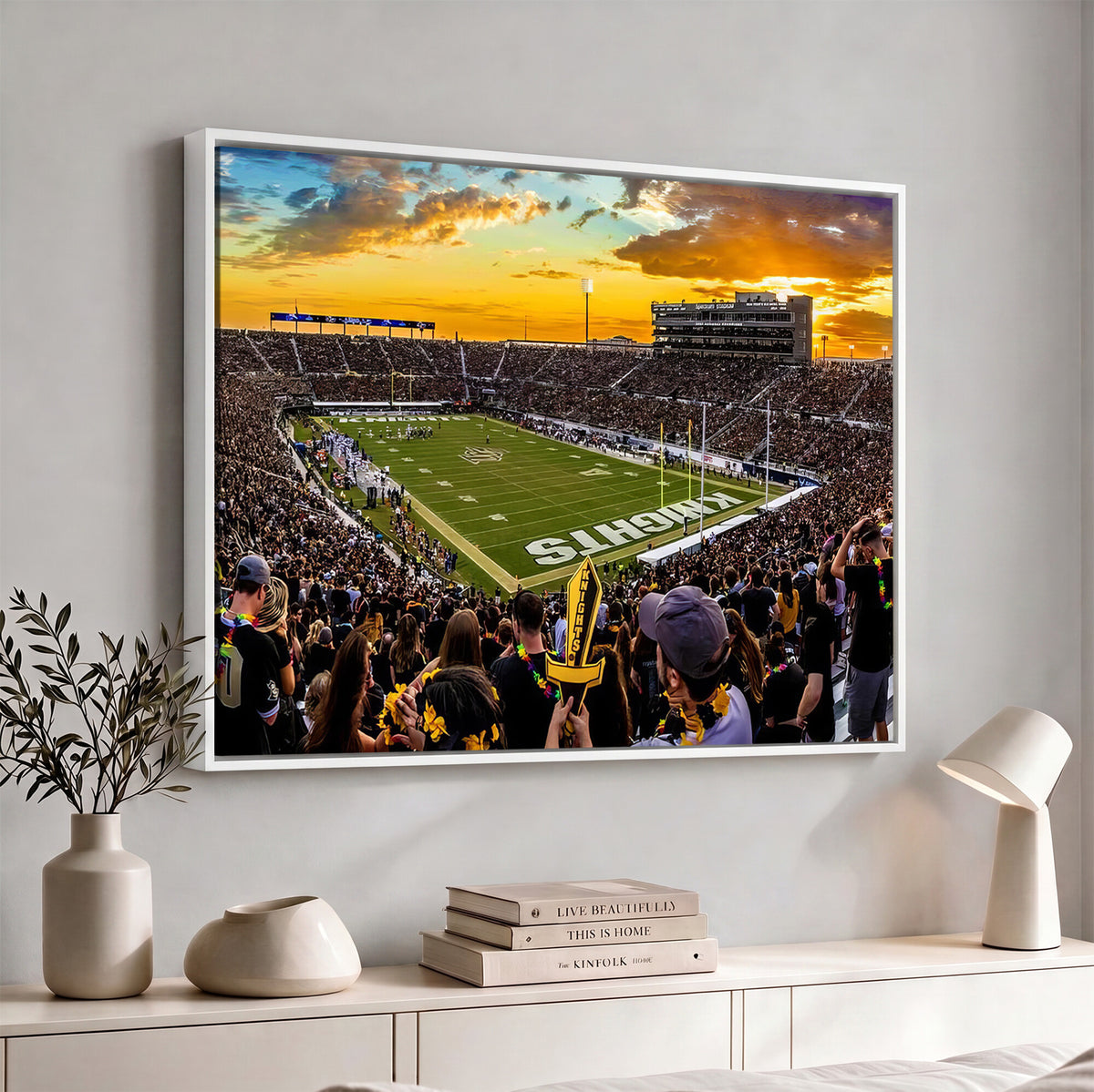 66803-MGV-CV-36X24 - UCF Knights Football Team Print - Orlando FBC Mortgage Stadium, UCF Knights Wall Art Canvas Print