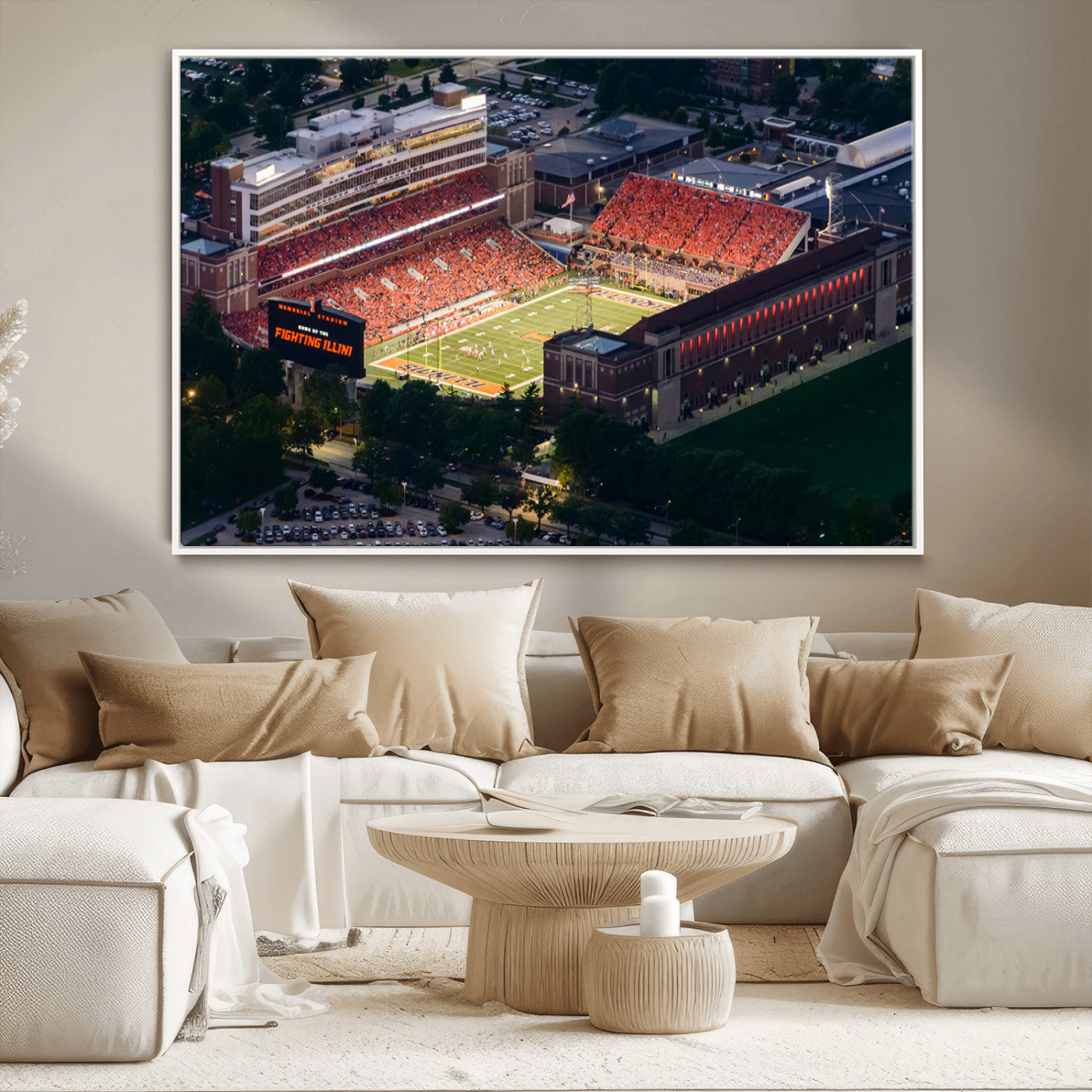 MGV-FC-36X24 - University of Illinois Fighting Illini Football Team Print - Champaign Illinois Memorial Stadium