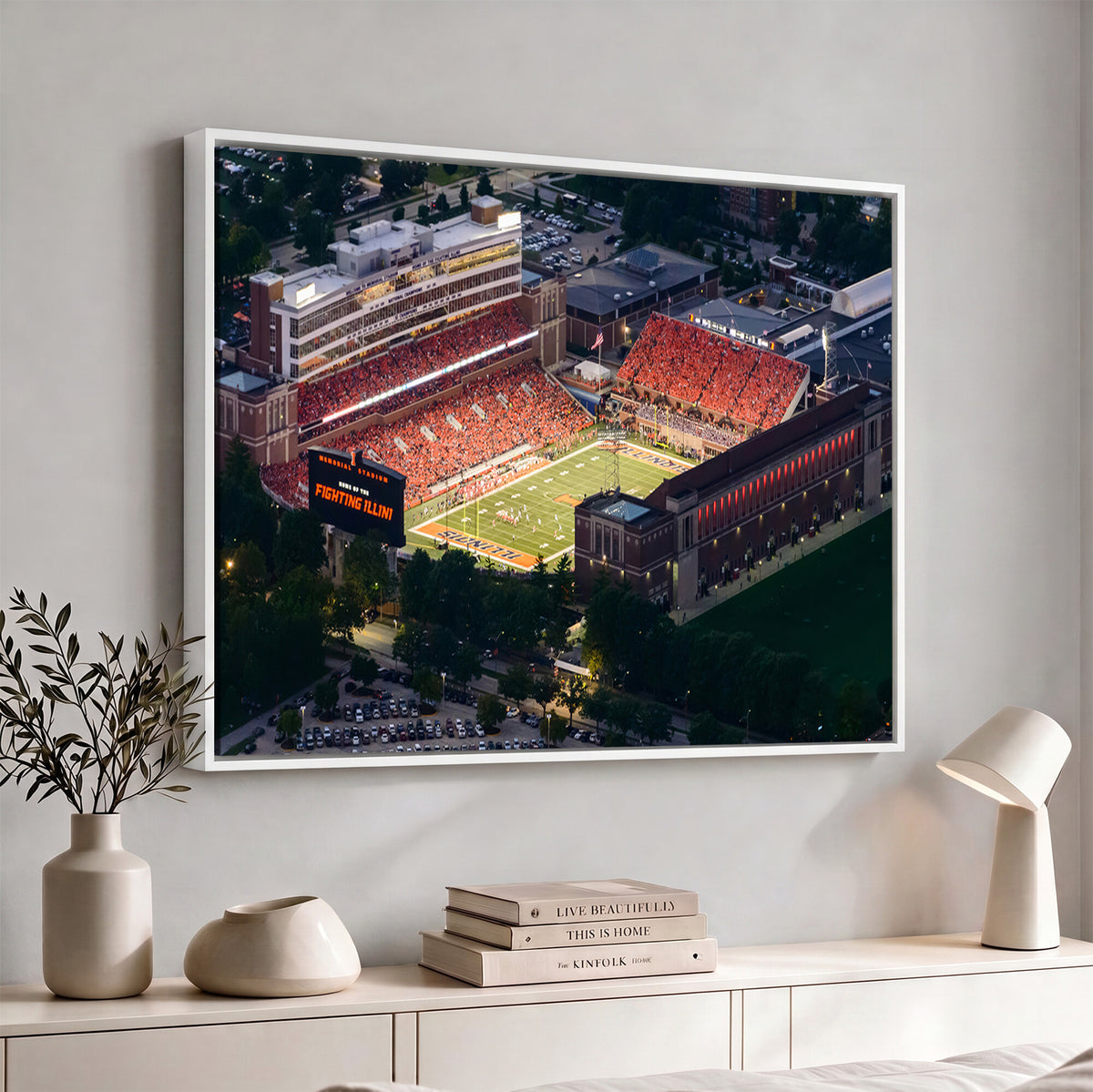 78052-MGV-CV-36X24 - University of Illinois Fighting Illini Football Team Print - Champaign Illinois Memorial Stadium