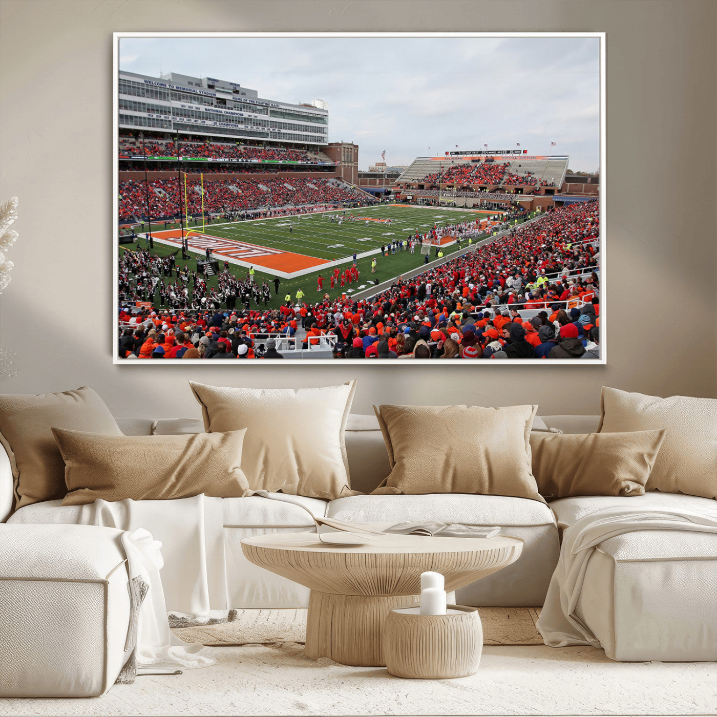 MGV-FC-36X24 - University of Illinois Fighting Illini Football Team Print - Champaign Illinois Memorial Stadium