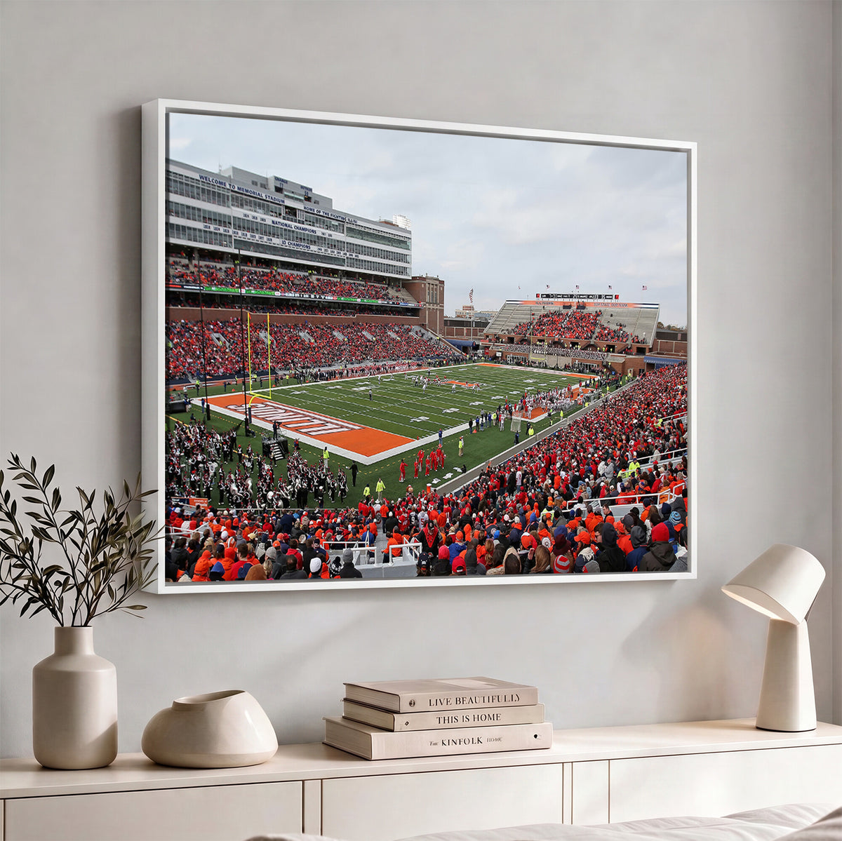 86851-MGV-CV-36X24 - University of Illinois Fighting Illini Football Team Print - Champaign Illinois Memorial Stadium