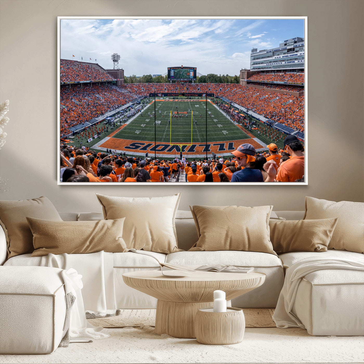 MGV-FC-36X24 - University of Illinois Fighting Illini Football Team Print Canvas - Champaign Illinois Memorial
