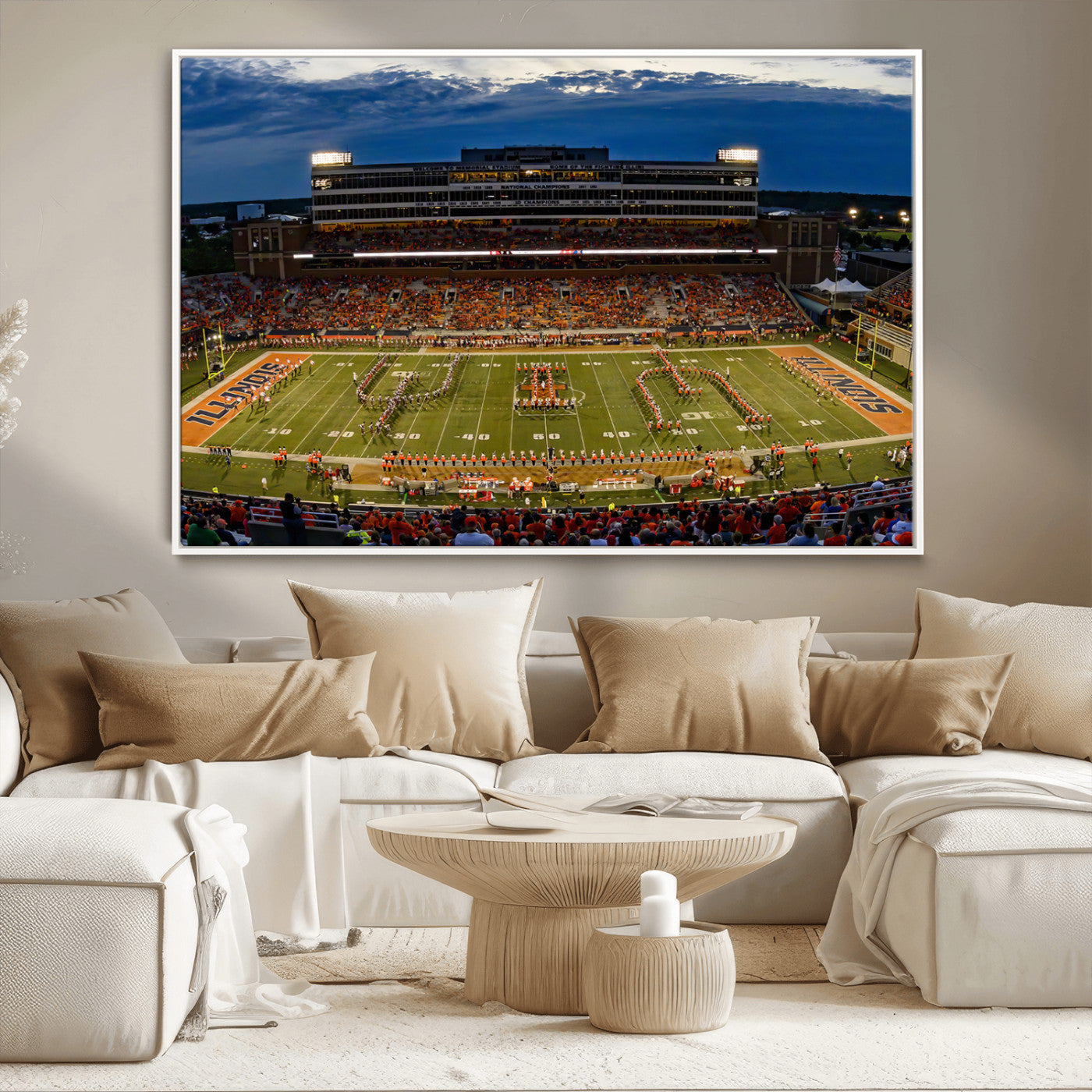 MGV-FC-36X24 - University of Illinois Fighting Illini Football Team Print - Champaign Illinois Memorial Stadium