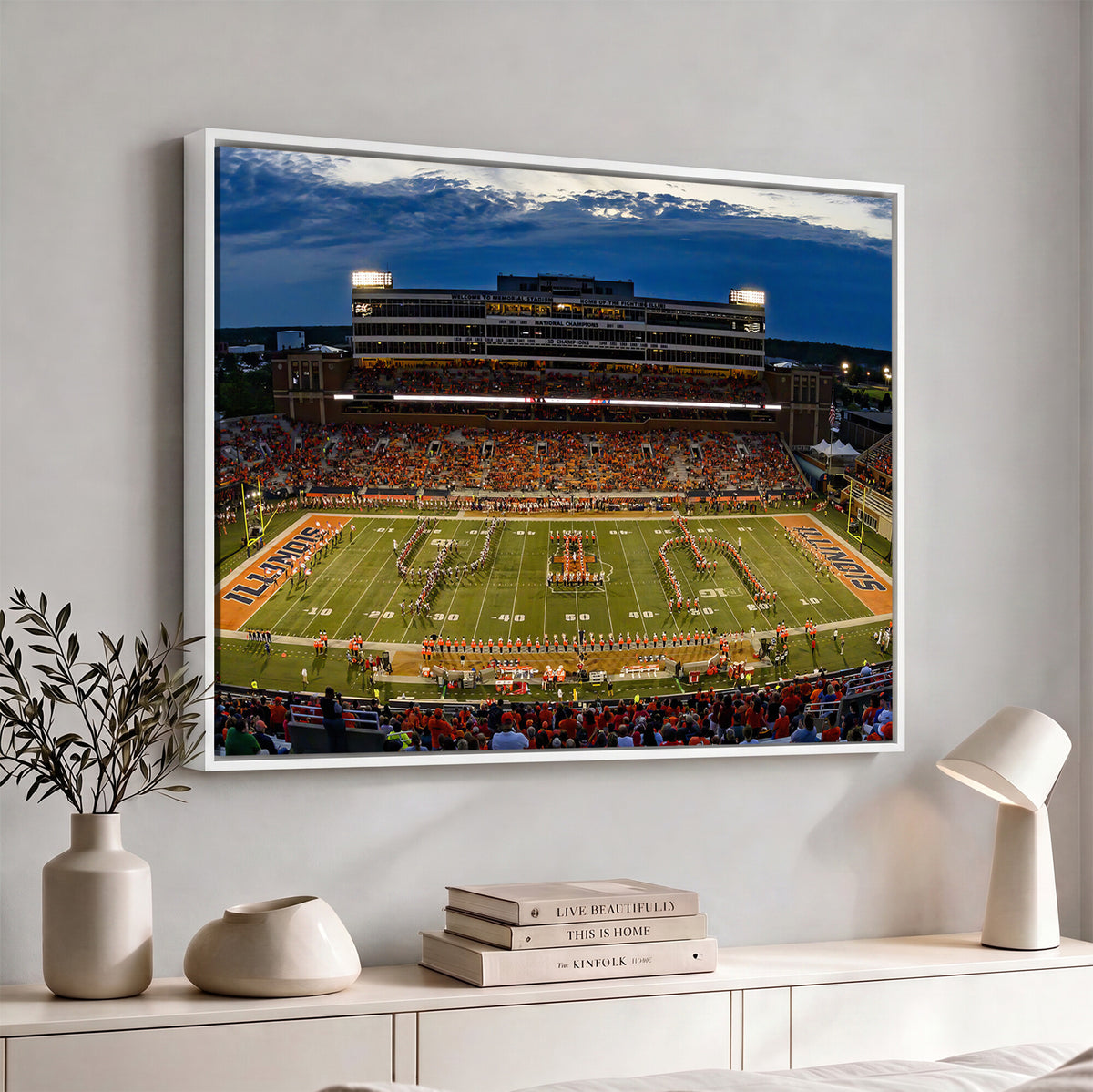 44513-MGV-CV-36X24 - University of Illinois Fighting Illini Football Team Print - Champaign Illinois Memorial Stadium