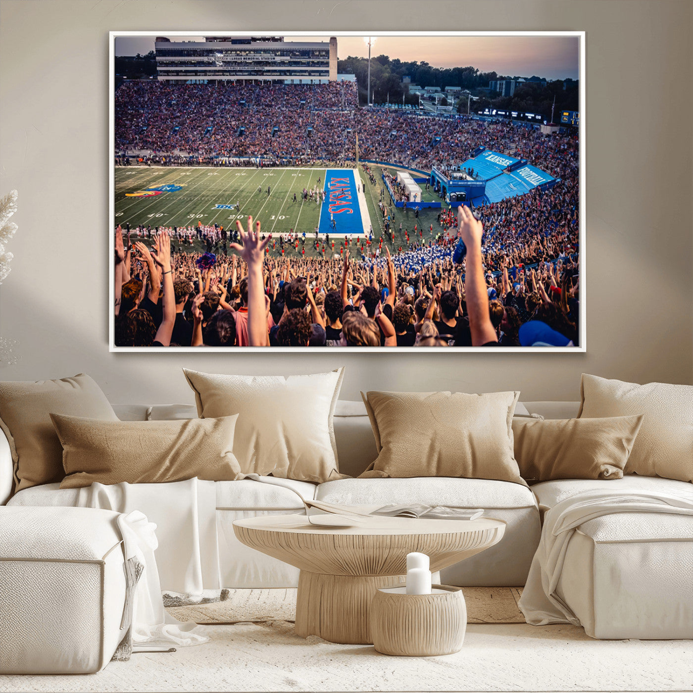 MGV-FC-36X24 - University of Kansas Jayhawks Football Team Art Print - Lawrence Kansas Memorial Stadium Wall Art