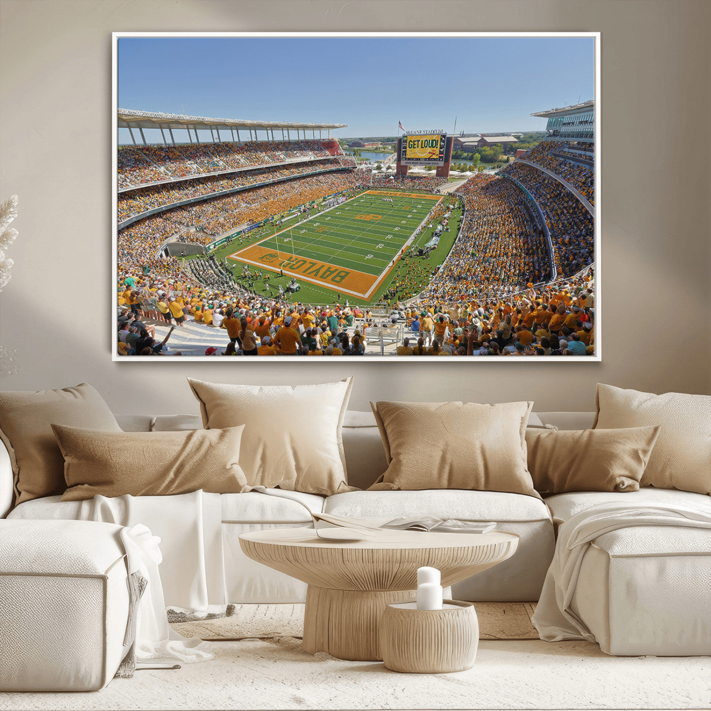 MGV-FC-36X24 - Baylor University Bears Football Team Print - Waco McLane Stadium Wall Art Canvas Print