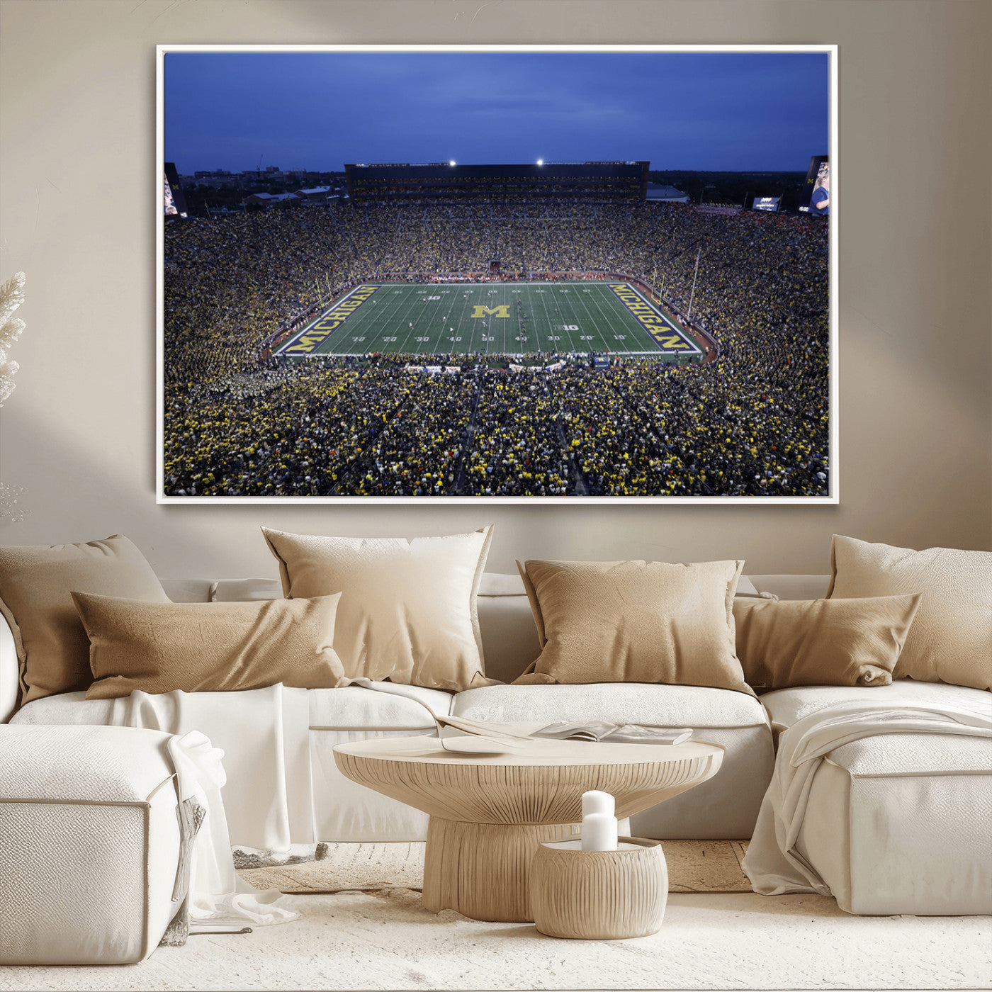MGV-FC-36X24 - University of Michigan Wolverines Football Team Print - Ann Arbor Michigan Stadium Wall Art Canvas