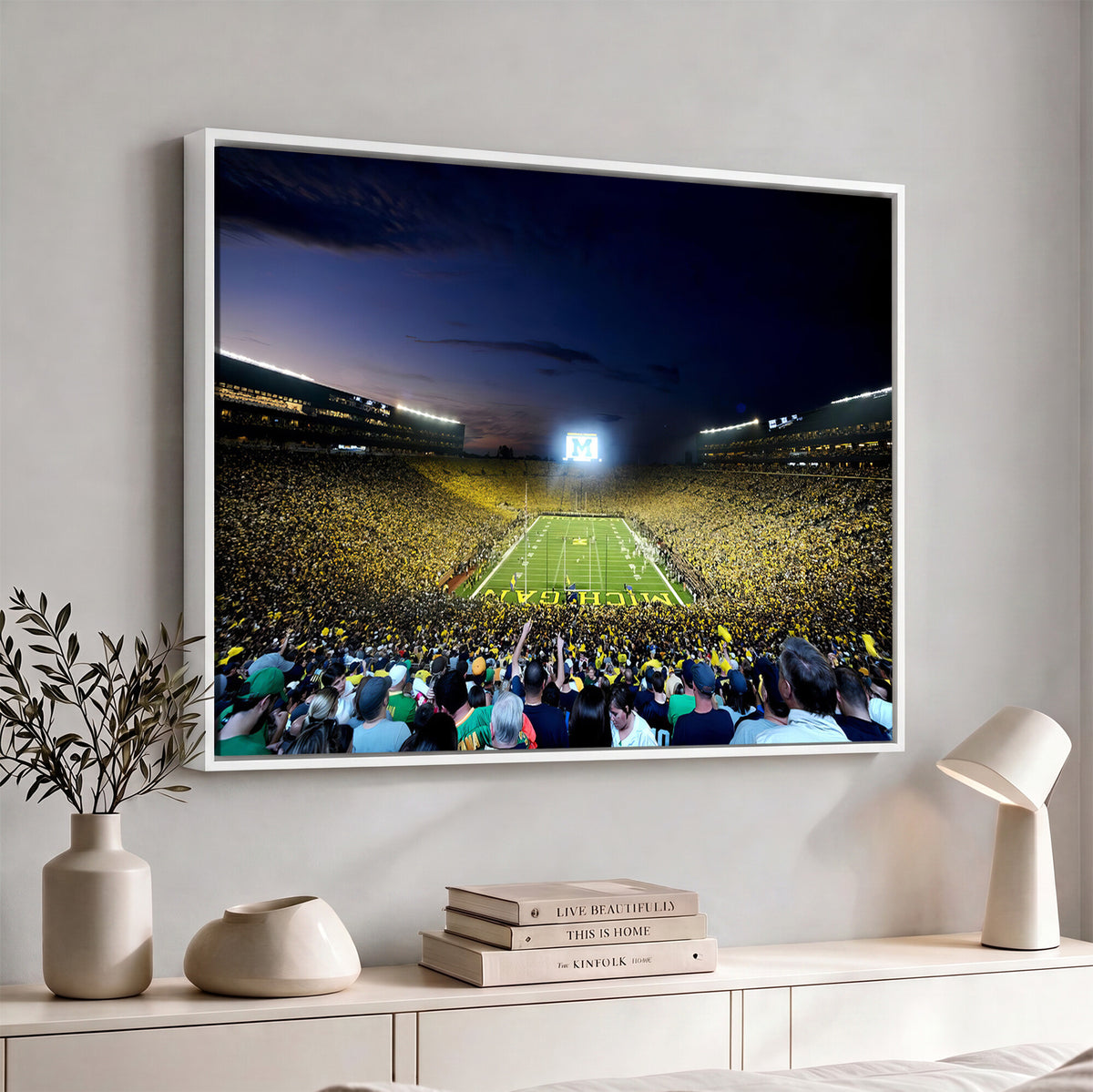 22115-MGV-CV-36X24 - University of Michigan Wolverines Football Team Print - Ann Arbor Michigan Stadium Canvas Print