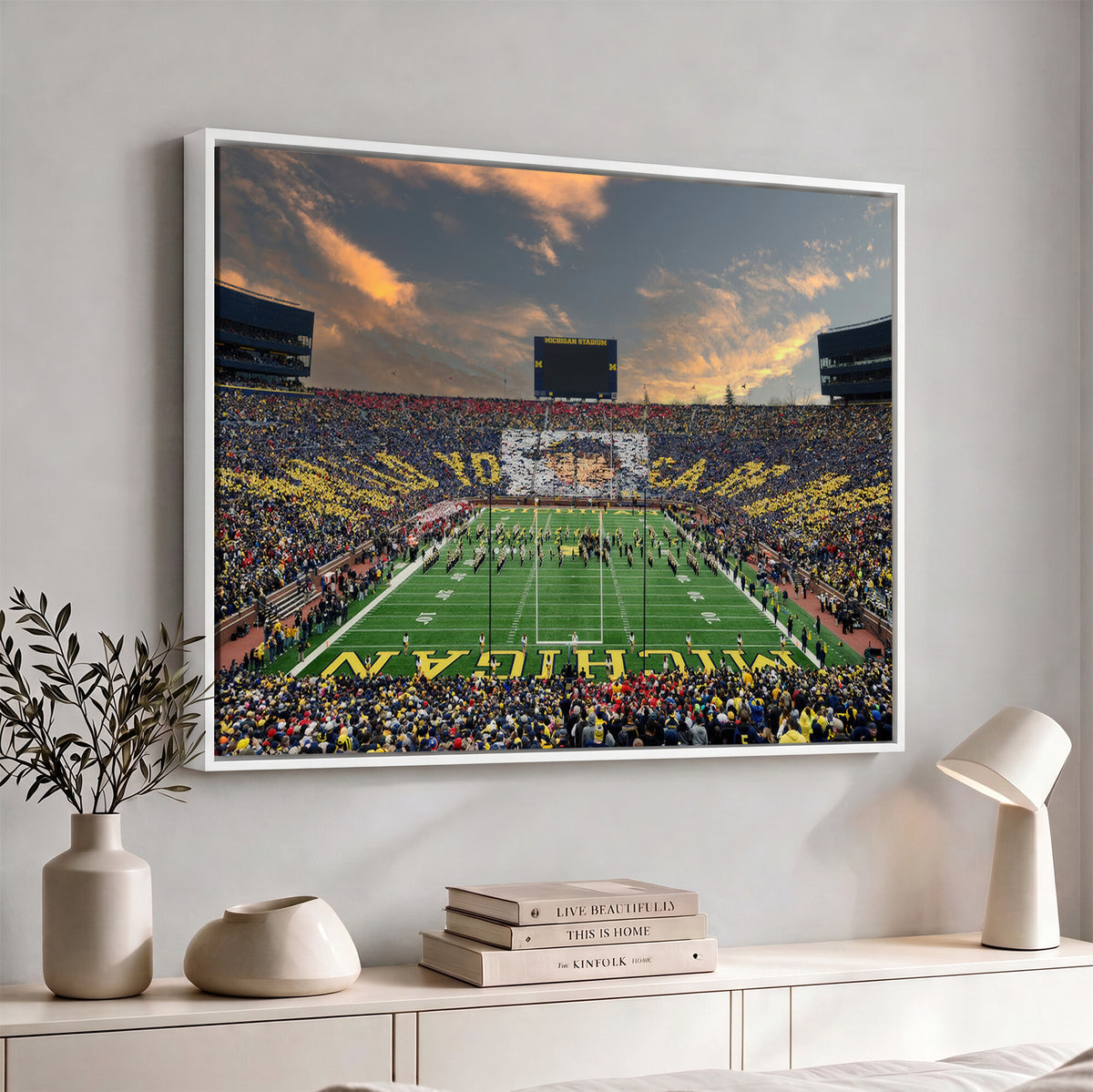 81843-MGV-CV-36X24 - University of Michigan Wolverines Print Canvas, Football Team Print - Ann Arbor Michigan Stadium
