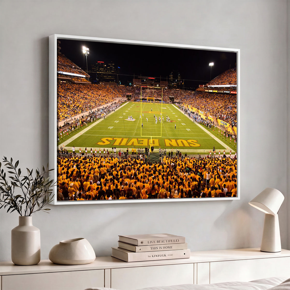 21588-MGV-CV-36X24 - ASU Sun Devils Football Team Print - Phoenix Mountain America Stadium Wall Art Canvas Print