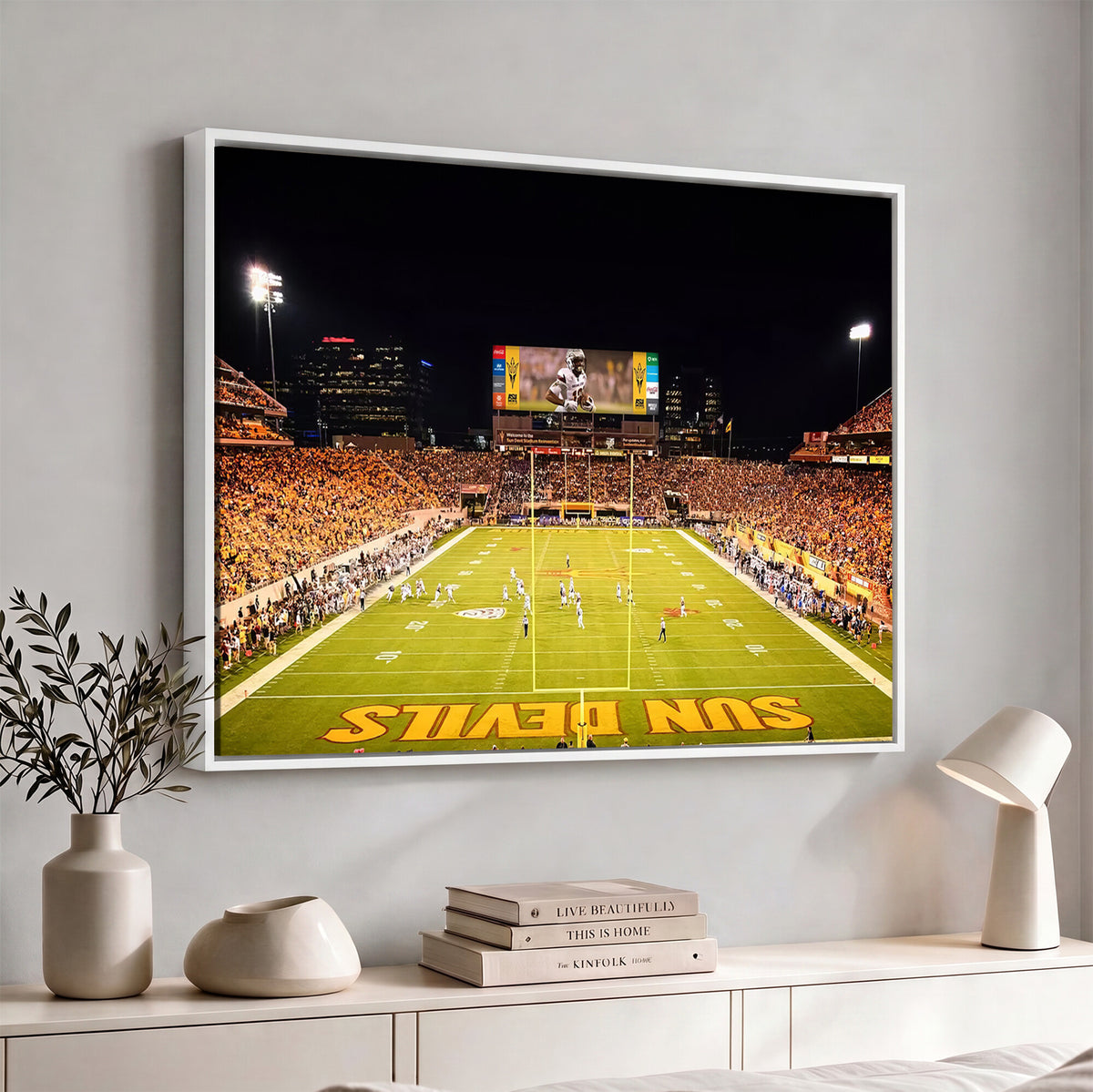 87612-MGV-CV-36X24 - ASU Sun Devils Football Team Print - Phoenix Mountain America Stadium Canvas Print