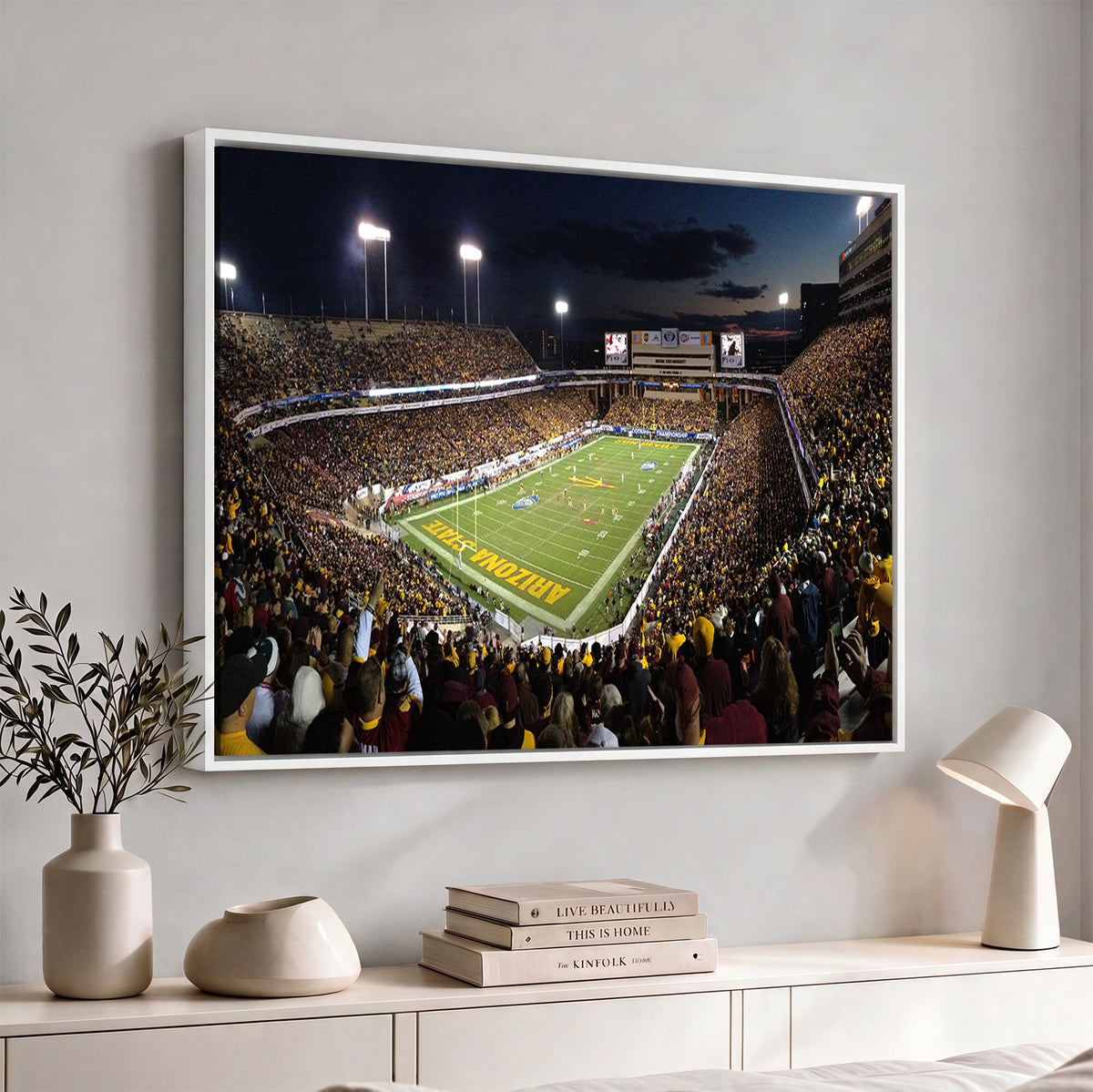 75716-MGV-CV-36X24 - ASU Sun Devils Football Team Print Canvas - Phoenix Mountain America Stadium Wall Art Canvas Print