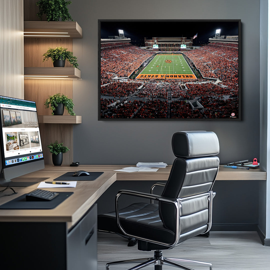 Oklahoma State Cowboys Canvas Print, Football Team Print - Stillwater Boone Pickens Stadium Wall Art Canvas Print