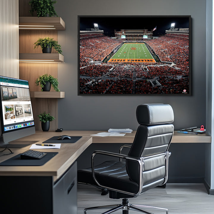 Oklahoma State Cowboys Canvas Print, Football Team Print - Stillwater Boone Pickens Stadium Wall Art Canvas Print