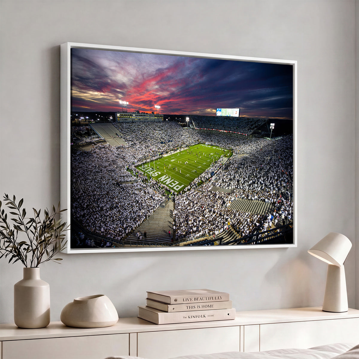 37304-MGV-CV-36X24 - Penn State Nittany Lions Football Team Print - University Park Beaver Stadium Art Canvas Print