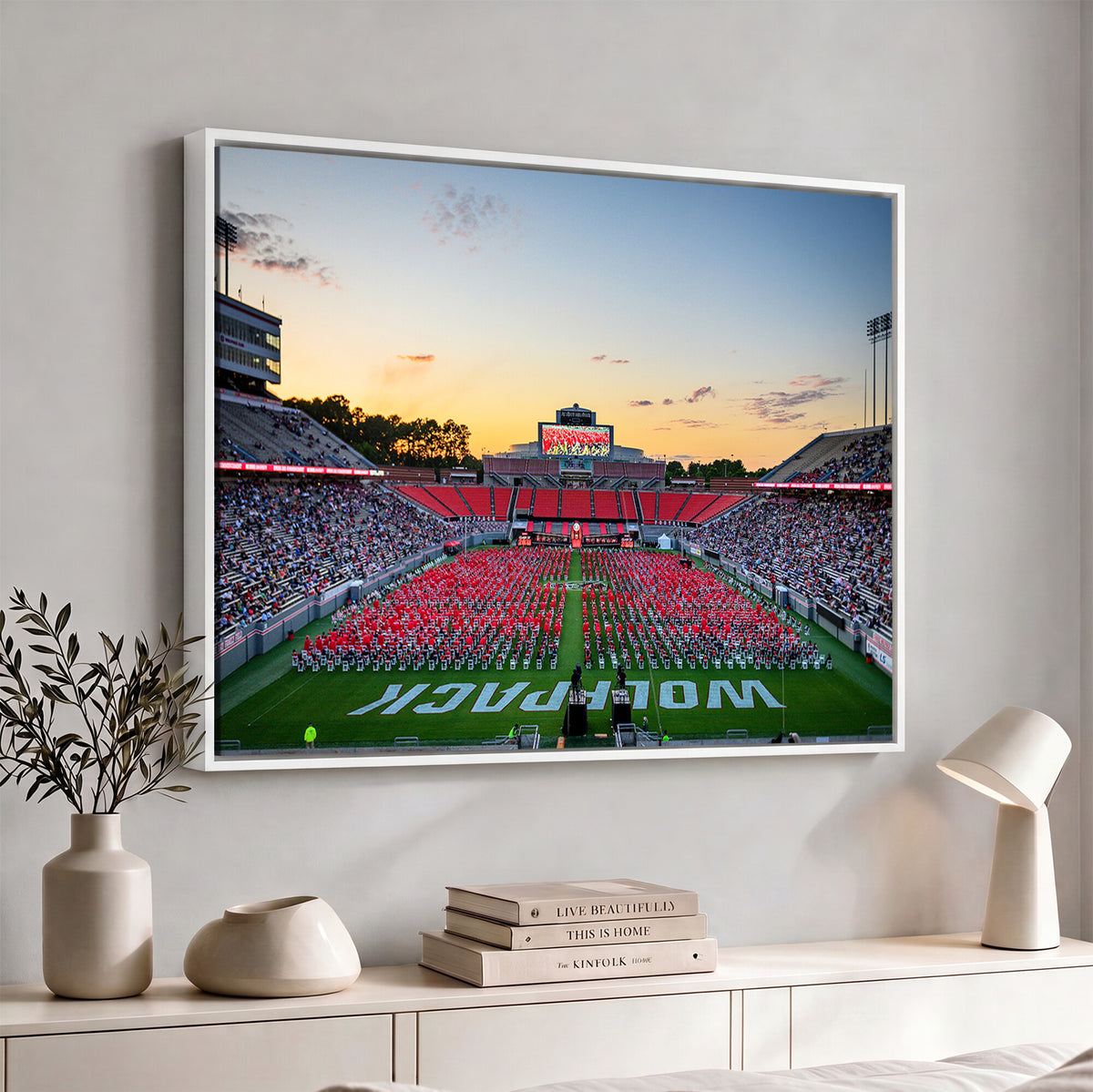 35266-MGV-CV-36X24 - NC State Wolfpack Football Team Print Wall Art - Raleigh Carter-Finley Stadium Wall Art Canvas Print