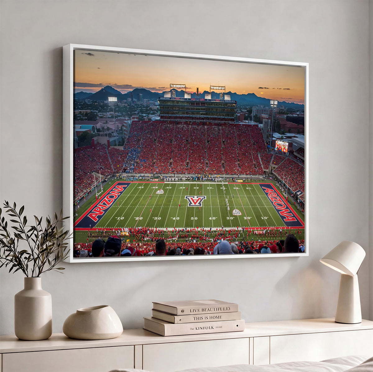 45563-MGV-CV-36X24 - Arizona Wildcats Football Team Print - Tucson Arizona Stadium Wall Art Canvas Print