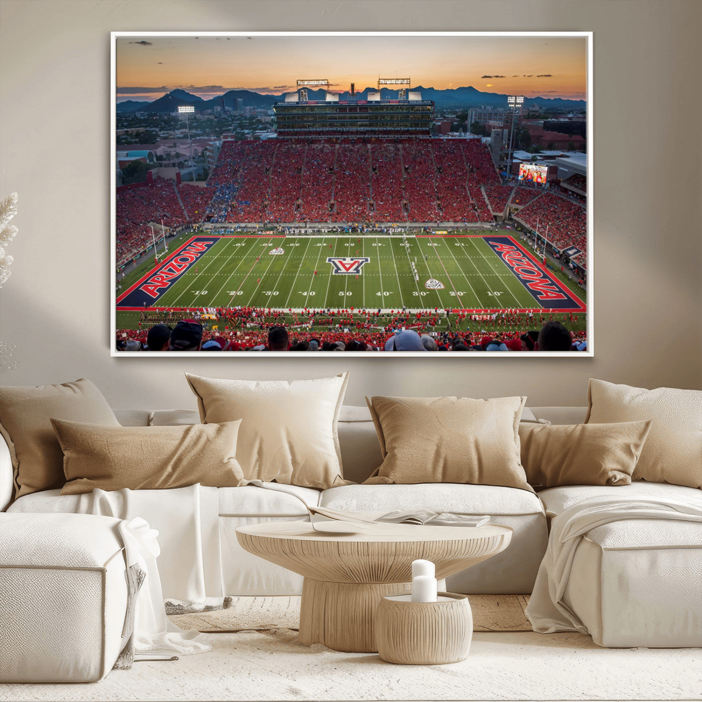 MGV-FC-36X24 - Arizona Wildcats Football Team Print - Tucson Arizona Stadium Wall Art Canvas Print