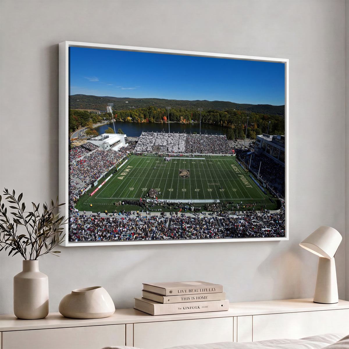 52056-MGV-CV-36X24 - Army Black Knights Football Team Print - West Point Michie Stadium Wall Art Canvas Print