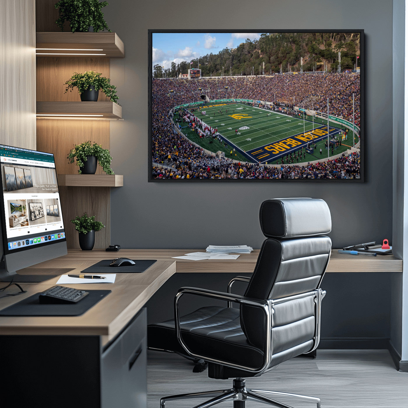 38054-MGV-CV-36X24-University of California Golden Bears Football Team Print - Berkeley California Memorial Stadium Art Canvas Print