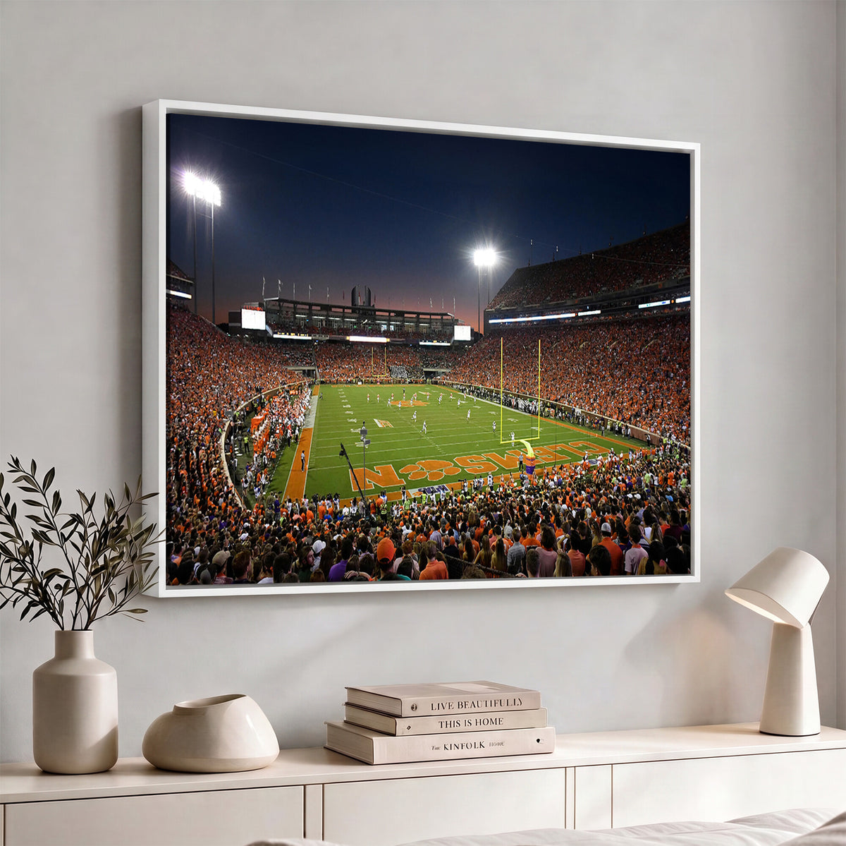 32340-MGV-CV-36X24 - Clemson University Tigers Art Print, Football Team Print