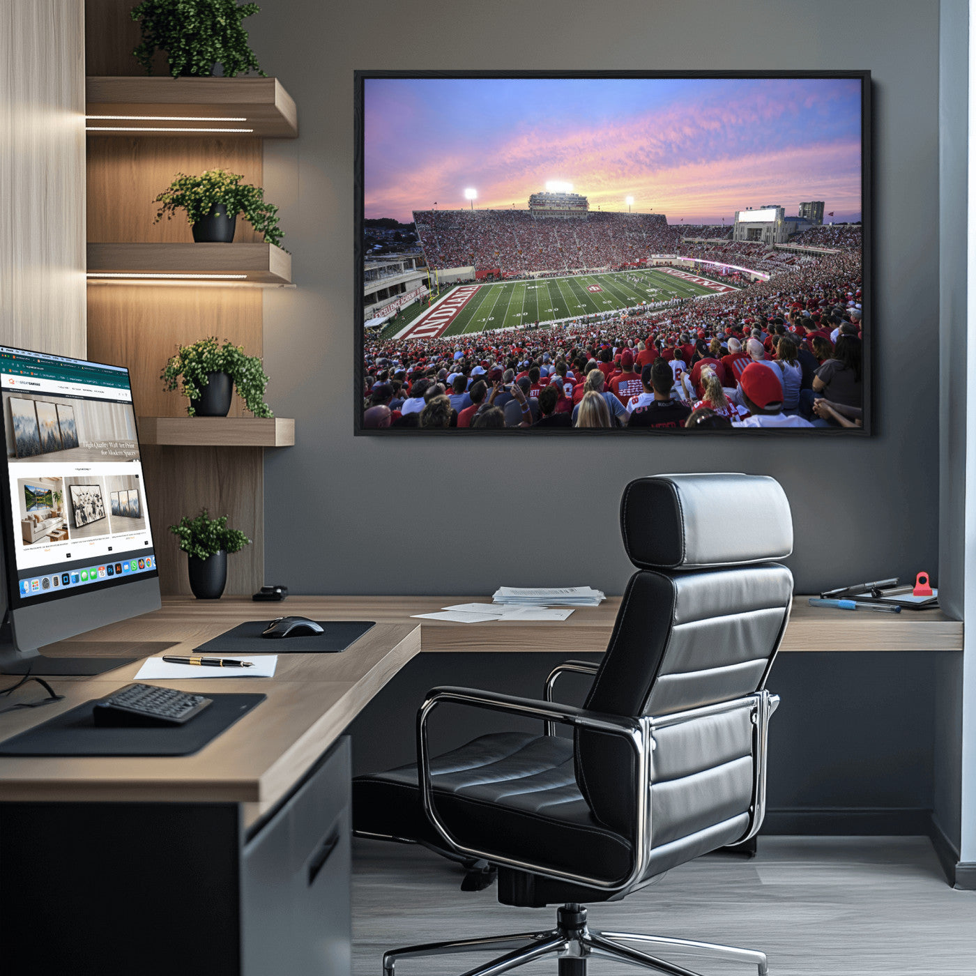 13046-MGV-CV-36X24-Indiana University Hoosiers Football Team Print - Bloomington Memorial Stadium Wall Art Canvas Print
