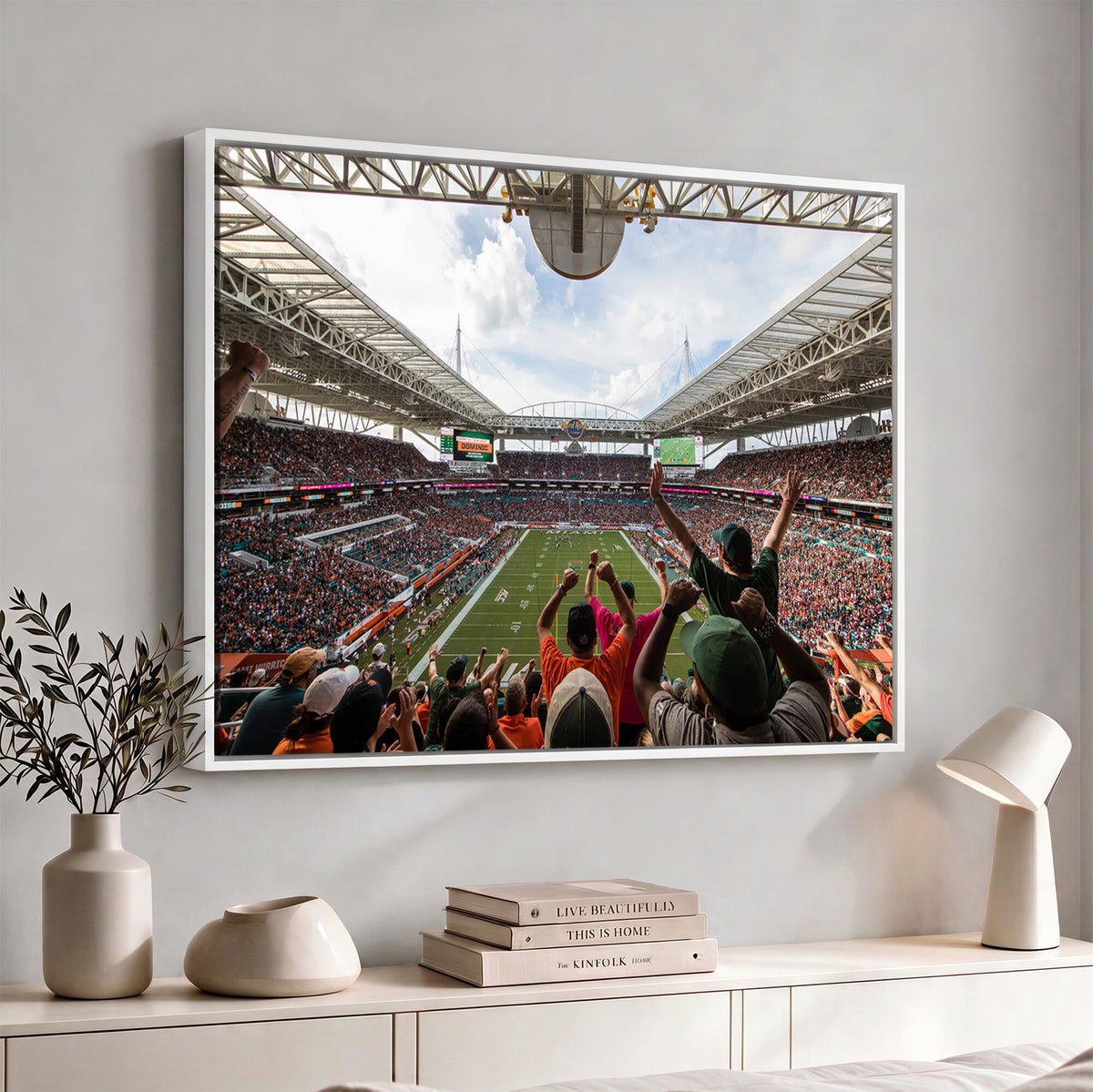 66239-PAN-FL-20X10 - Miami Hurricanes Football Team Wall Art Print - Miami Hard Rock Stadium Wall Art Canvas Print