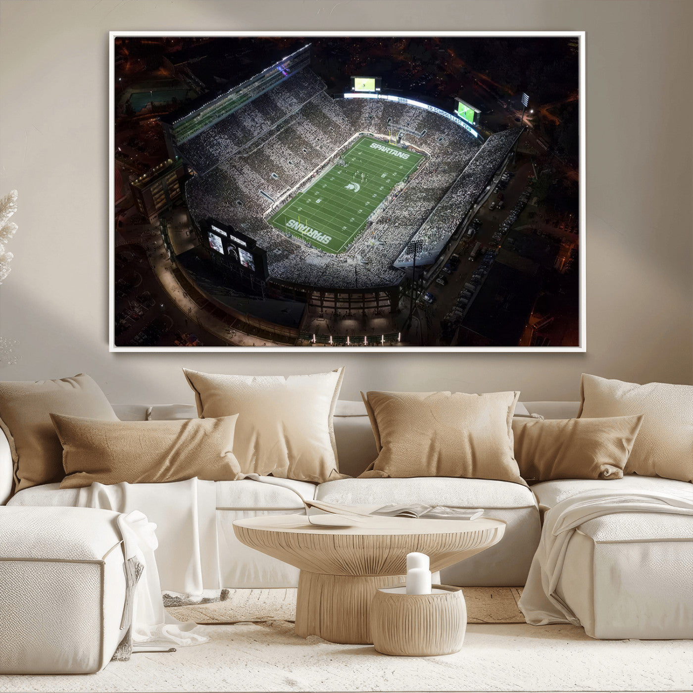 MGV-FC-36X24 - Michigan State Spartans Football Team Print - East Lansing Spartan Stadium Print Wall Art