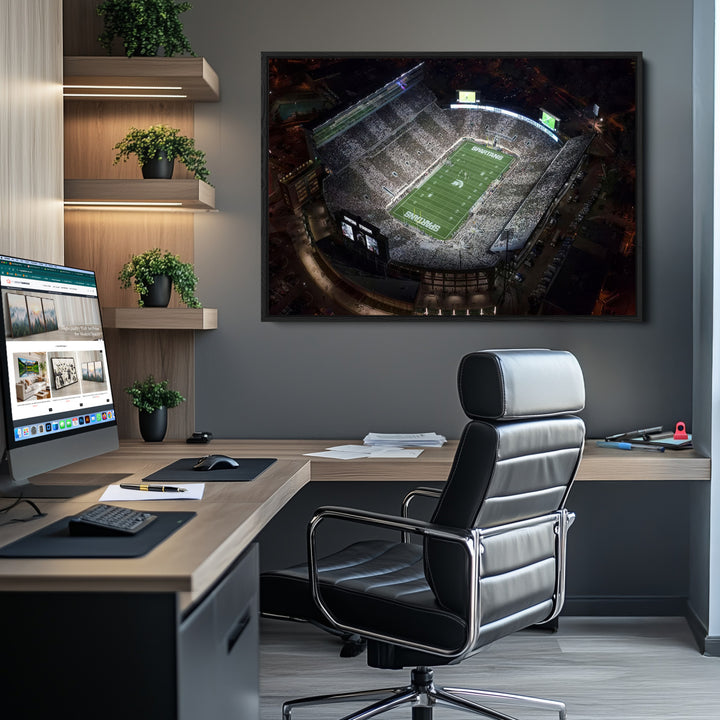 Michigan State Spartans Football Team Print - East Lansing Spartan Stadium Print Wall Art