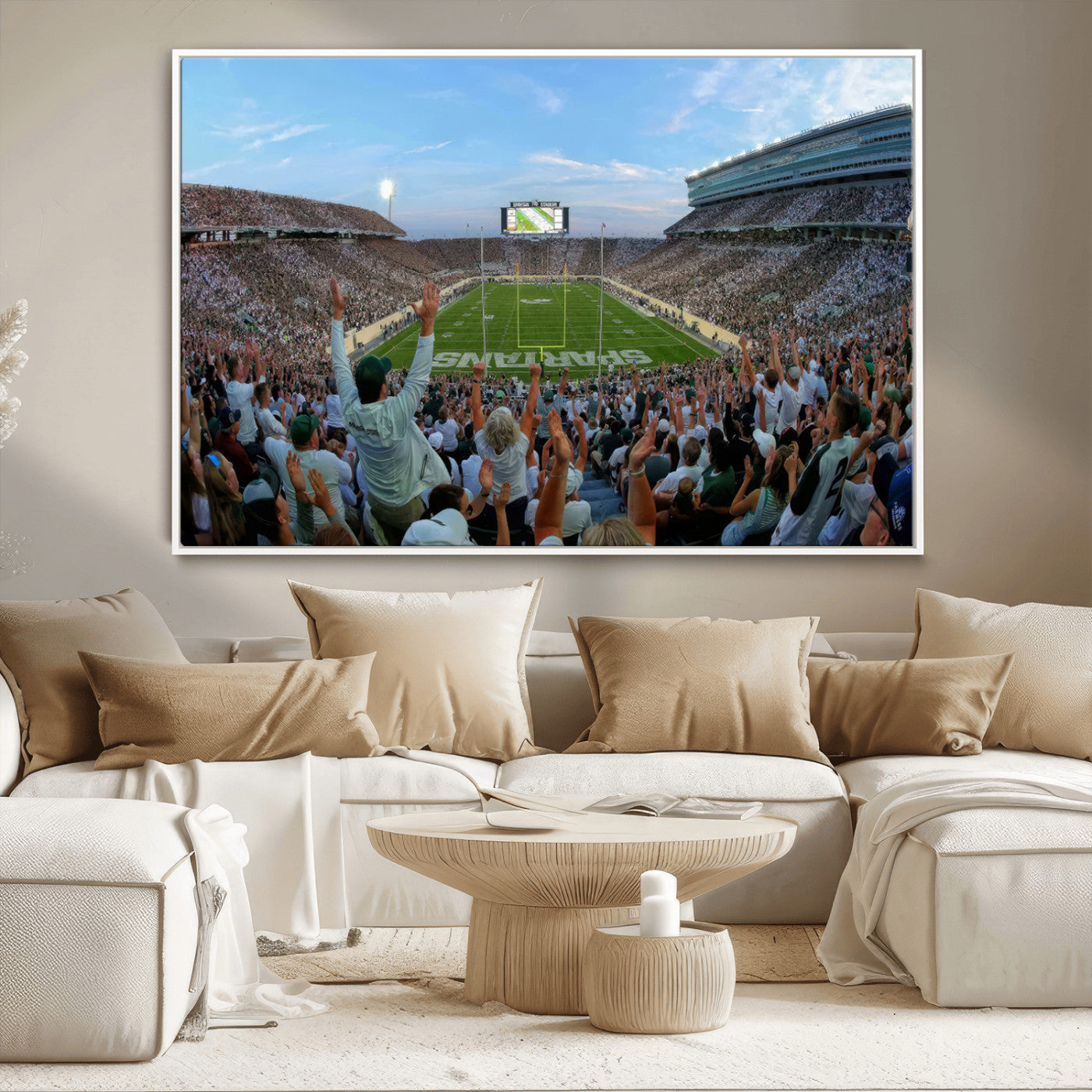 MGV-FC-36X24 - Michigan State Spartans Football Team Print - East Lansing Spartan Stadium Wall Art Canvas Print