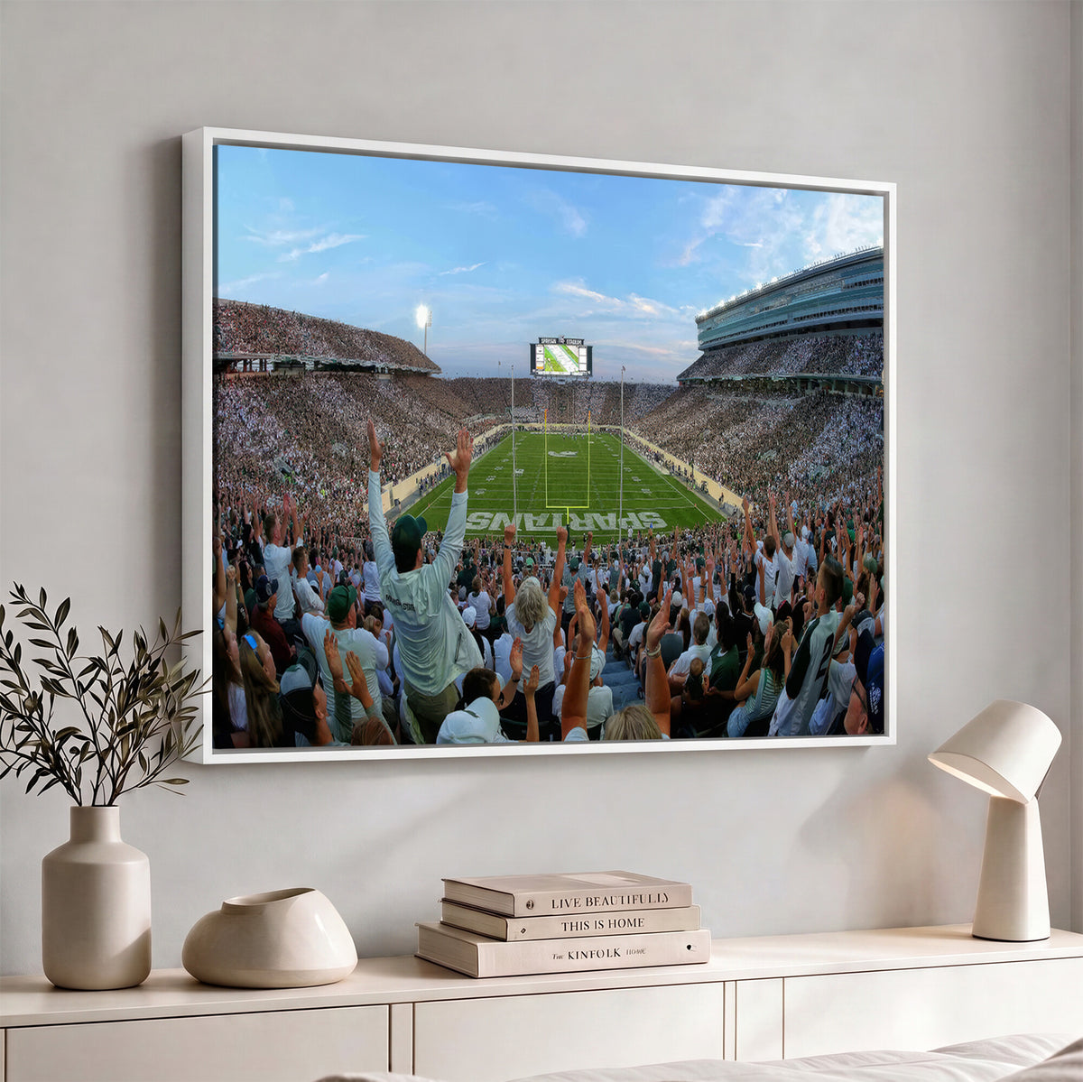 73105-PAN-FL-20X10 - Michigan State Spartans Football Team Art Print - East Lansing Spartan Stadium Wall Art Canvas Print