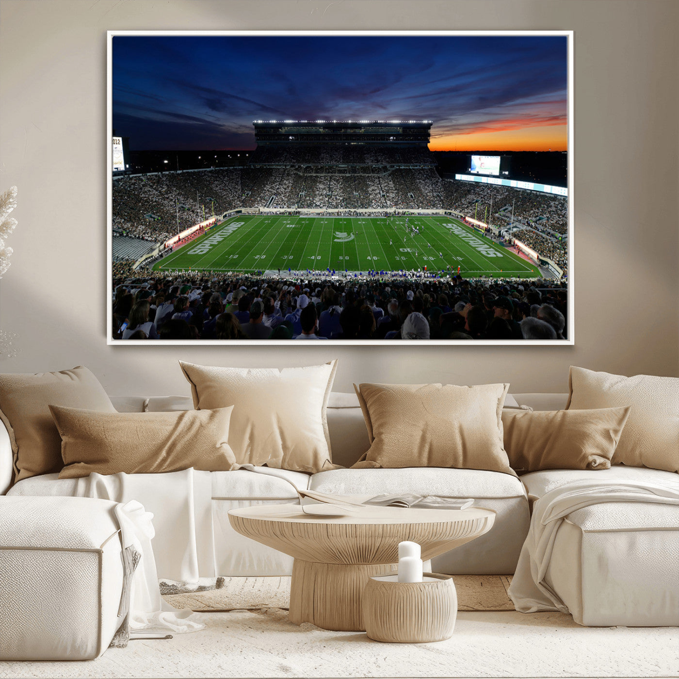 MGV-FC-36X24 - Michigan State Spartans Football Team Print - East Lansing Spartan Stadium Canvas Print