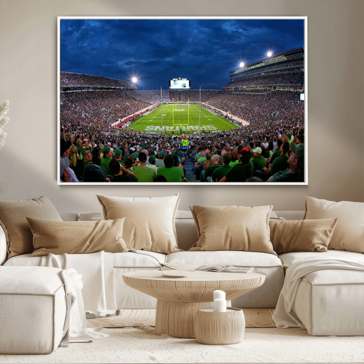 MGV-FC-36X24 - Michigan State Spartans Football Team Print - East Lansing Spartan Stadium Wall Art Canvas Print