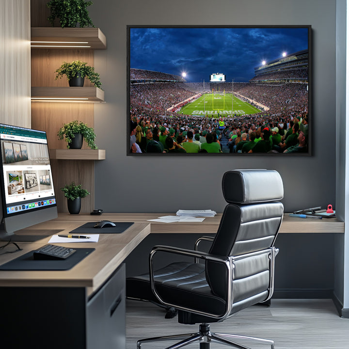 Michigan State Spartans Football Team Print - East Lansing Spartan Stadium Wall Art Canvas Print