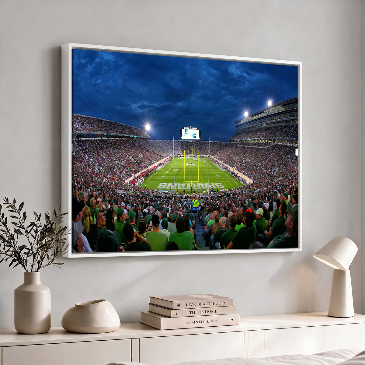 35248-PAN-FL-20X10 - Michigan State Spartans Football Team Print - East Lansing Spartan Stadium Wall Art Canvas Print