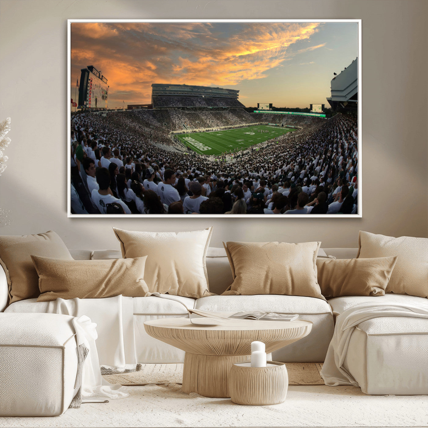 MGV-FC-36X24 - Michigan State Spartans Football Team Print - East Lansing Spartan Stadium Wall Art Canvas Print