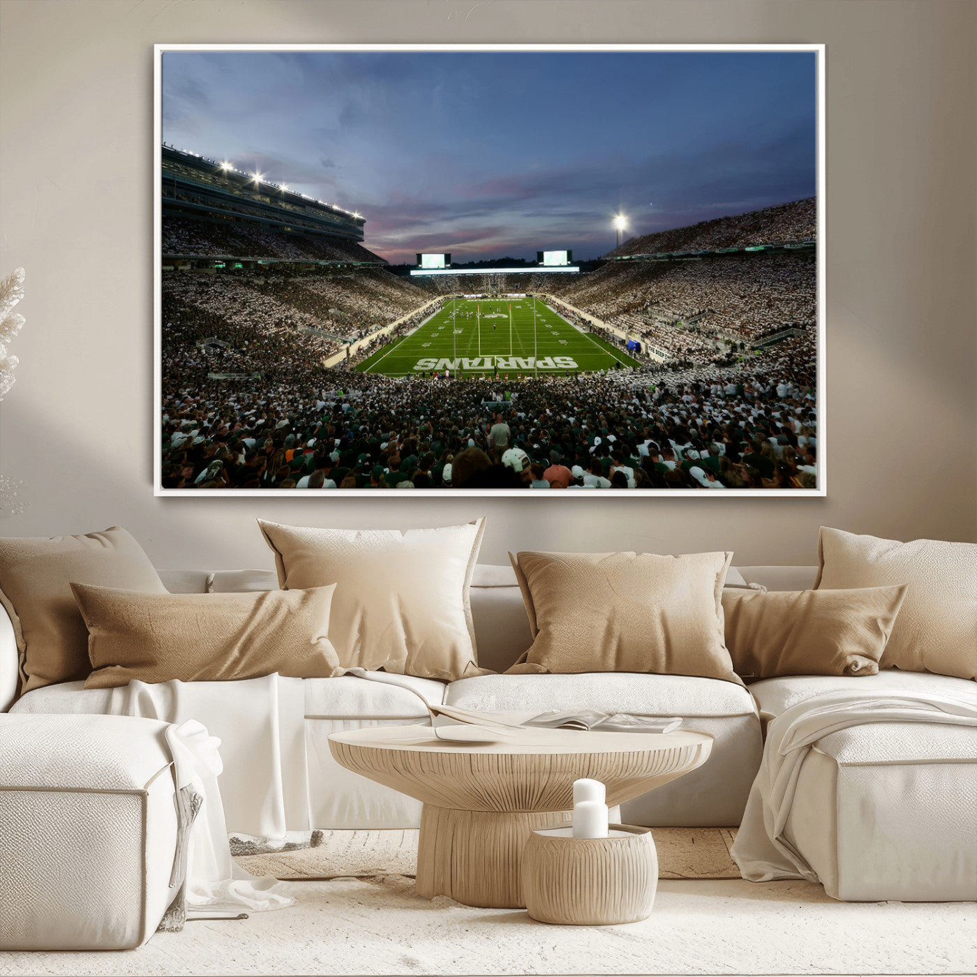 MGV-FC-36X24 - Michigan State Spartans Football Team Print - East Lansing Spartan Stadium Canvas Print