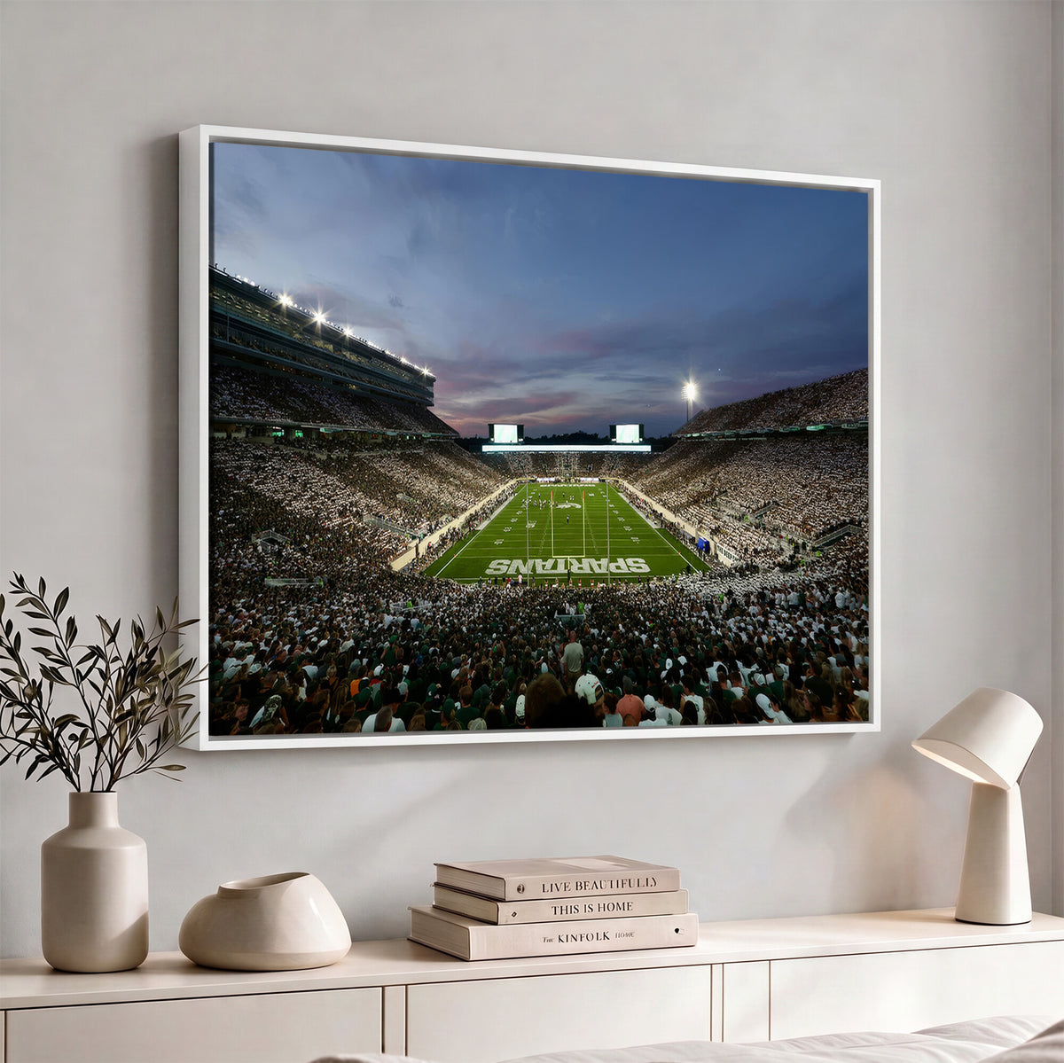 90831-PAN-FL-20X10 - Michigan State Spartans Football Team Print - East Lansing Spartan Stadium Canvas Print