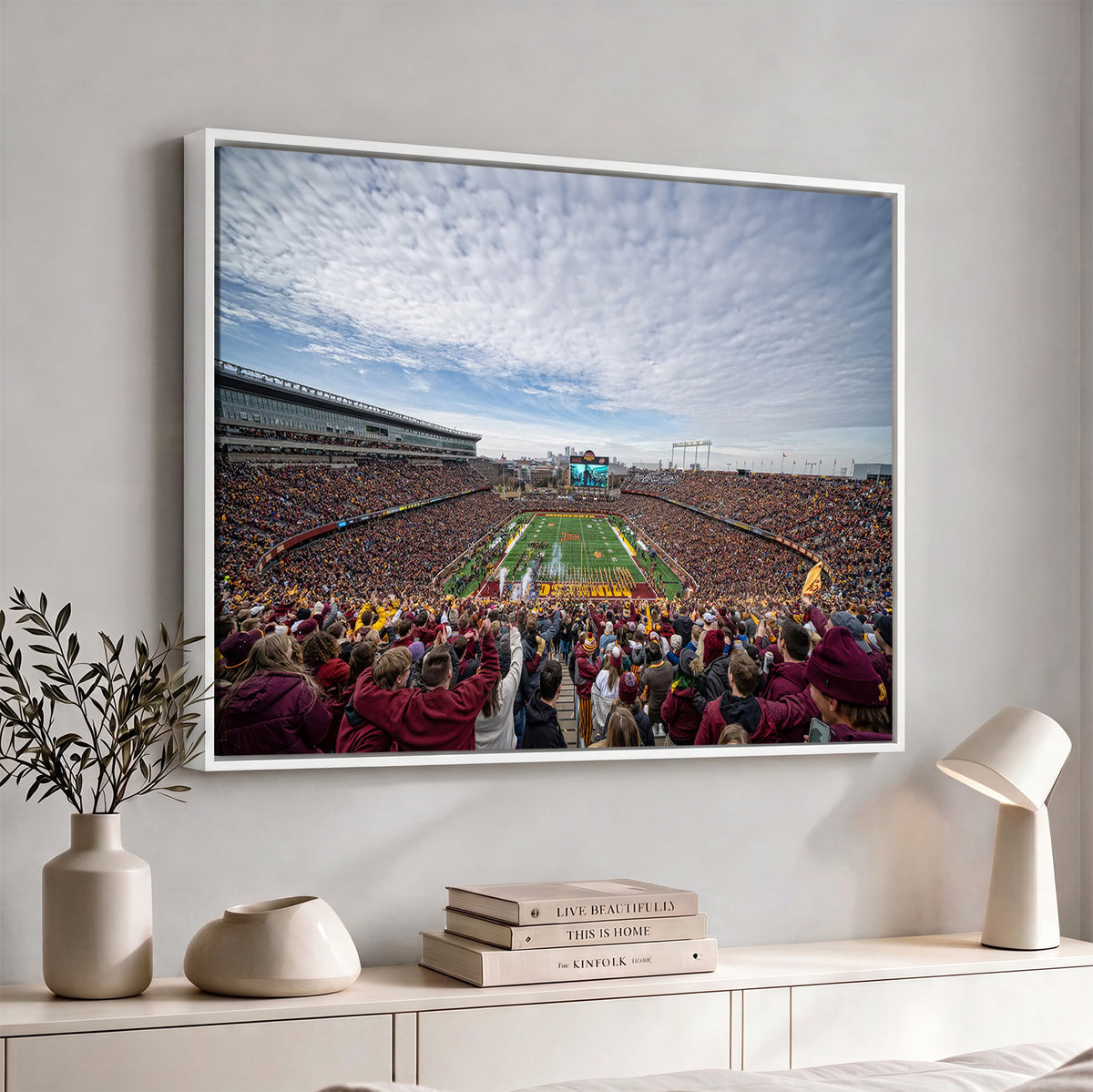 38459-PAN-FL-20X10 - University of Minnesota Golden Gophers Football Team Print - Minneapolis Huntington Bank Stadium Art