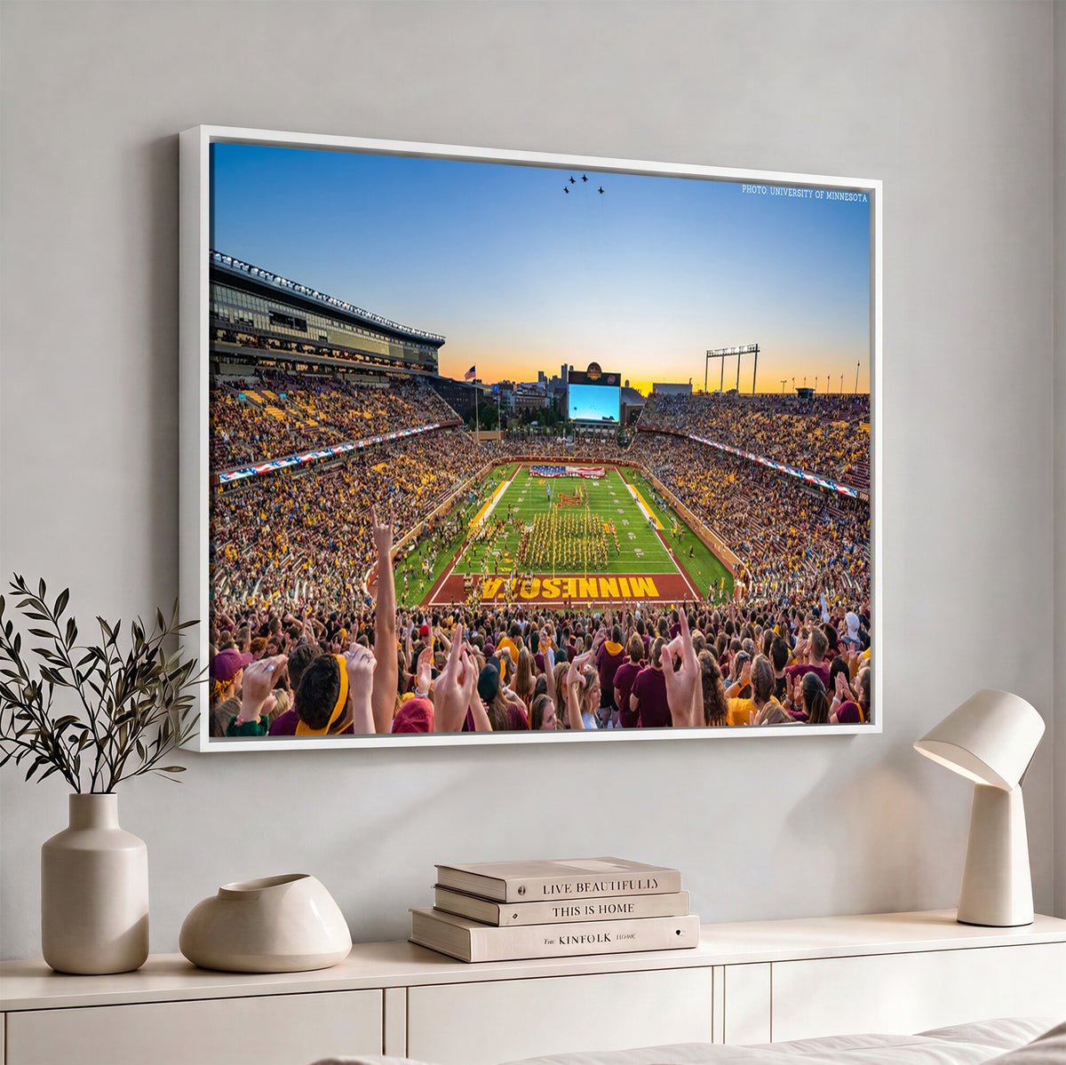 63452-PAN-FL-20X10 - University of Minnesota Golden Gophers Football Team Print - Minneapolis Huntington Bank Stadium