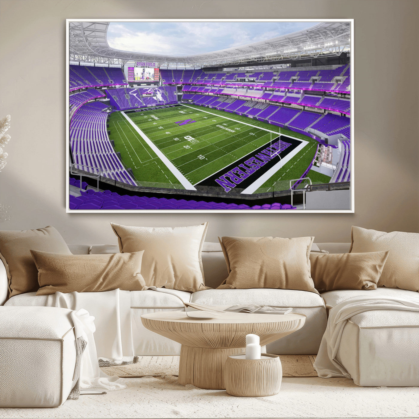 MGV-FC-36X24 - Northwestern University Wildcats Football Team Print - Evanston Ryan Field Wall Art Canvas Print