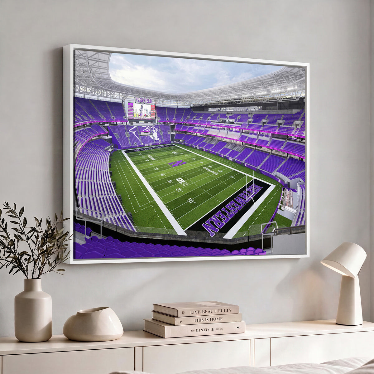 49190-MGV-CV-36X24 - Northwestern University Wildcats Football Team Print - Evanston Ryan Field Wall Art Canvas Print