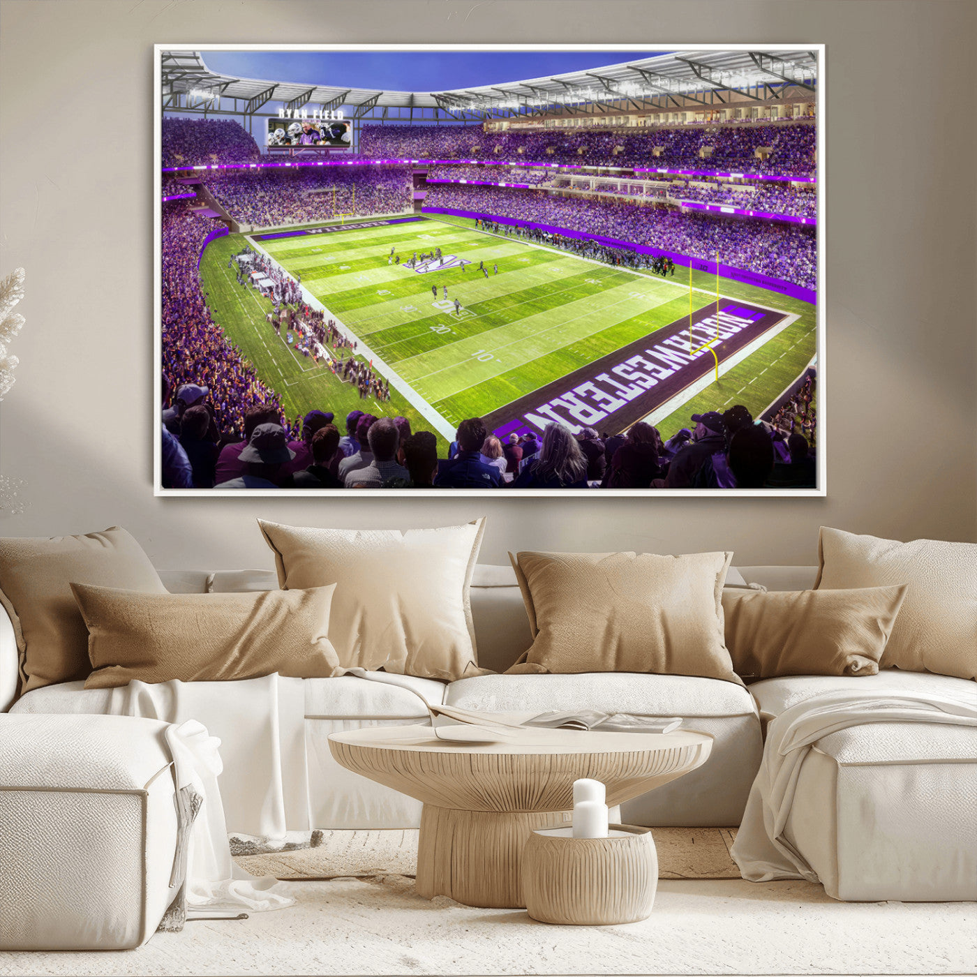 MGV-FC-36X24 - Northwestern University Wildcats Football Team Print - Evanston Ryan Field Wall Art Canvas Print