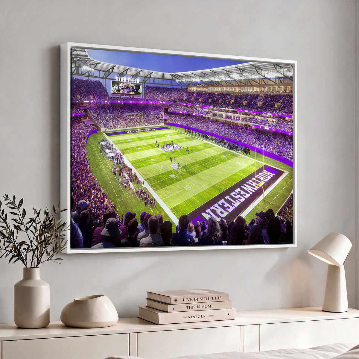 81245-MGV-CV-36X24 - Northwestern University Wildcats Football Team Print - Evanston Ryan Field Wall Art Canvas Print